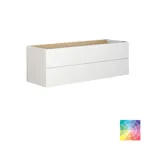 Stort og lekkert bad med baderomsmøbler i lyse, blå farger og holdt i nordisk stil