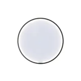 Rått og moderne bad i urban stil. Flotte servantskap og runde speil med sorte kanter