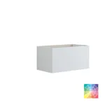 Rått og moderne bad i urban stil. Flotte servantskap og runde speil med sorte kanter